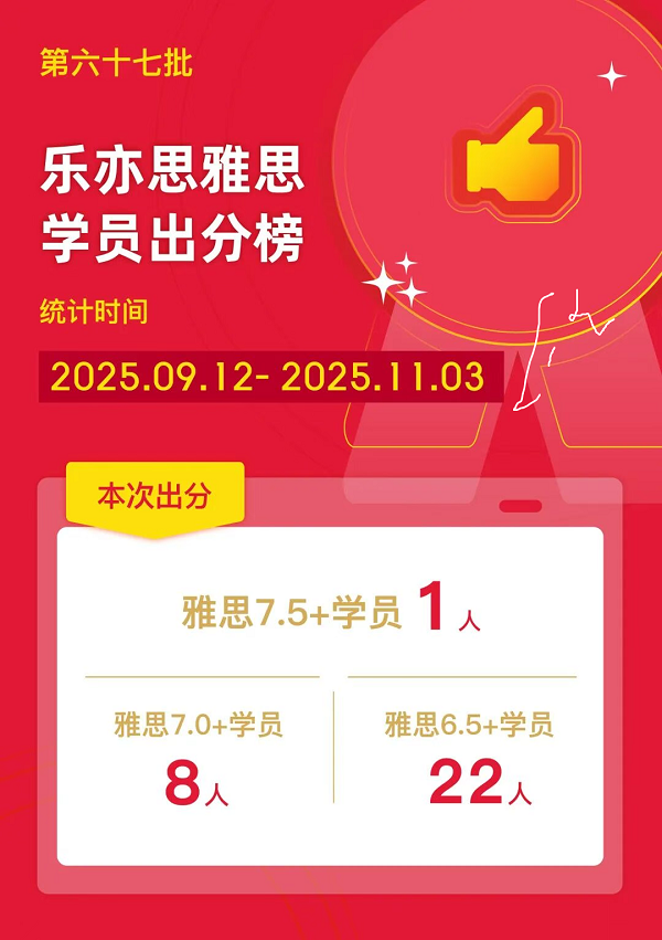 樂亦思雅思第67批出分:12年級/大四極限沖刺! 樂亦思雅思第67批出分:12年級/大四極限沖刺!